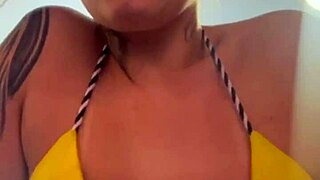 Training in thong bikini at gym, got so wet! 😏