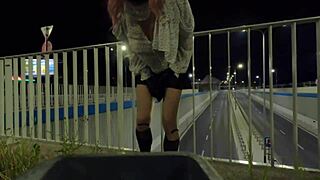 trans shemale olivia flashing on the street like an exhibitionist.