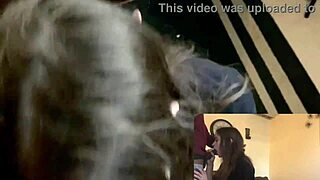 Beautiful brunette lesbian best friend gags on big cock while moaning and dirty talking for a place to stay