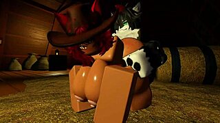 火辣女牛仔挤奶时被狼人大屌狠操