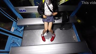 Tranny flashes her cock on the cablebus in public