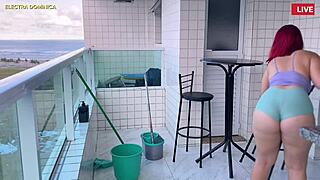 I hired this Latina maid in mini shorts! She teased me so much, I went crazy!