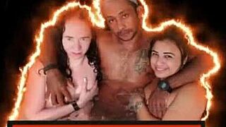 Did Lorrany Exotica handle double cumshots in wild orgy action?