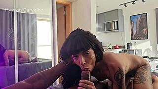 woman fully surrenders to black lover in interracial bareback ass fucking