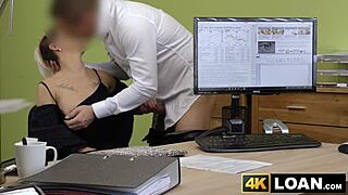 busty short haired babe bounces wildly on loan agent dick in doggystyle and cowgirl 😍