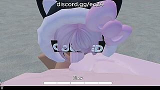 fucking a roblox slutty girl on a beach with rough deepthroat, sex, anal, blowjob, and assfucking