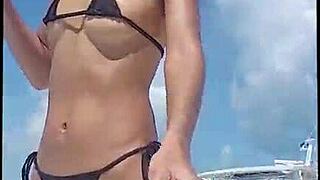 Hairy Bikini Babe Dances on Boat Tour