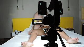 Brunette latina with small natural tits big ass backstage with Sophie Stephan