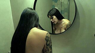 Tattooed Latina with fake big boobs slammed by casting agent.