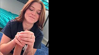 redhead college girl after game with pov