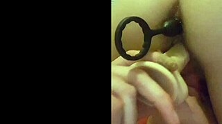 Babe gets pussy licked while double penetrated.