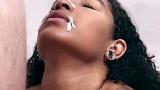 why does this tattooed brazilian slut suck cock in bikini and heels for a facial?