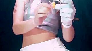 bonneyuwu drinks pee from a bottle in a homemade video