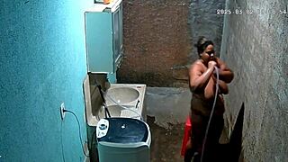 hidden cam catches latina stepmom shaving while stepson spies on her