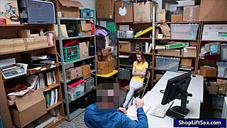skinny shoplifter caught by lp officer in office