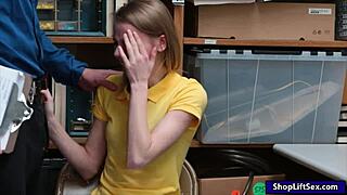 skinny shoplifter caught by lp officer in office