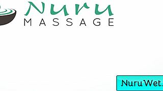 Horny busty girls seduce client for steamy shower massage