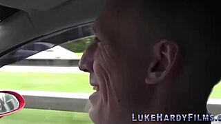 busty inked brit in glasses sucks and fucks