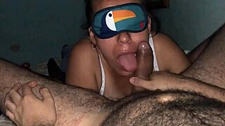 Cock sucking slut blindfolded and humiliated