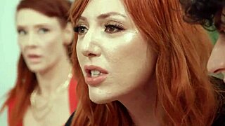 Five cum-hungry milfs corner the spermdonor for hardcore action