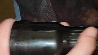 Stroking monster cock in fleshlight until cumshot.