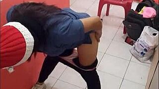 in hospital corridor on christmas, showing my ass and craving boyfriend's cock