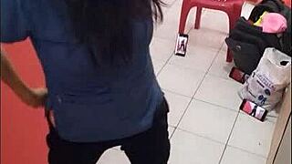 in hospital corridor on christmas, showing my ass and craving boyfriend's cock