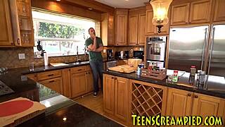 Amateur teen rides big black cock after fingering her pussy in interracial hardcore.