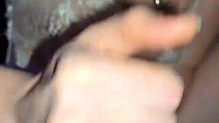 Skinny milf jerks cock and licks up every drop