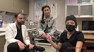 jasmine rose gets an immigration physical, spreading her big ass and shaved pussy in heels