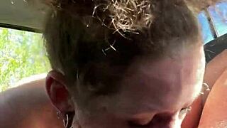 Busty hooker begs for facial after public fuck