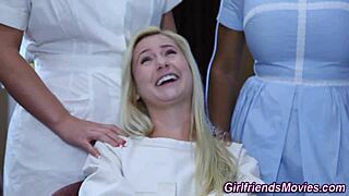 Redhead babe gets her pussy fingered and licked in girl-on-girl action.