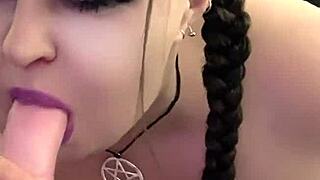 I watch my BBW wife Kandy Kane deepthroat cock