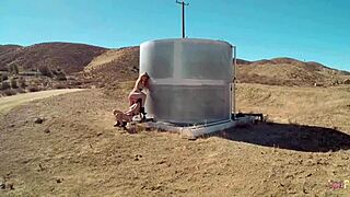 Big titted dykes are having a wonderful lesbian action including scissoring outdoor under the clear blue sky