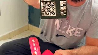 Little sex doll being played with by a big toy in bedroom