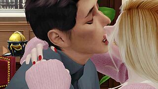 My boss bangs my wife in steamy office sex from Sims 4 erotic story.
