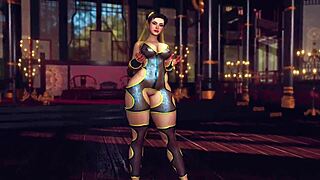 uh, busty chun li poses solo in slutty bodysuit at temple!