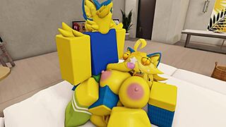 看这个毛茸茸新手夫妻在大奶大屁股的现代Robloxian房子里肏？