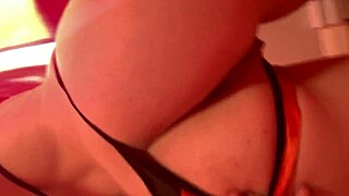 she says, 'watch me strip in halloween lingerie,' showing narrow ass and tits