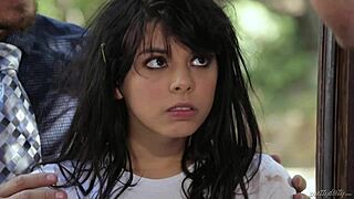 Wild teen 18+ Gina Valentina from the woods giving hardcore blowjob 😈