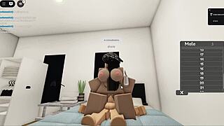 Couple with big tits having sex on Roblox platform.