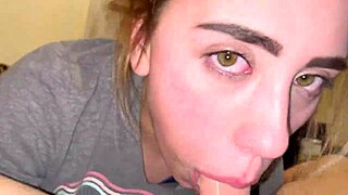 blonde babe sloppy deepthroats dick for cum in mouth 😏