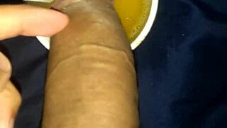 feeling the thrill of pissing on my big cock in the mug