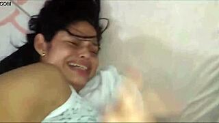 Latina teen virgin takes hard anal pounding with deep creampie in POV.