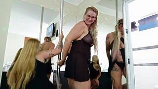 aunt and niece dancing and rubbing hot