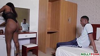 Sexy African ebony babe seduces hard