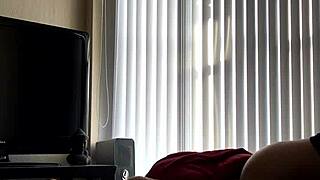 Asian with big tits rides cock hard