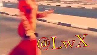 Gulf girl dances on shilats with hashish in home setting