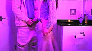 Teen GETS FUCKED in club toilet at the party, small waist exposed in public