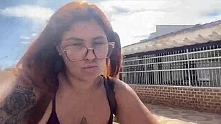 Bike ride without panties makes pussy sweaty